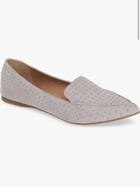 Steve Madden Light Gray Studded Pointed-Toe Loafer